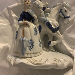 Vintage blue and‎ white Victorian porcelain figure